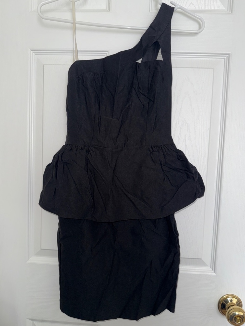 Mystic Black One-Shoulder Peplum Dress